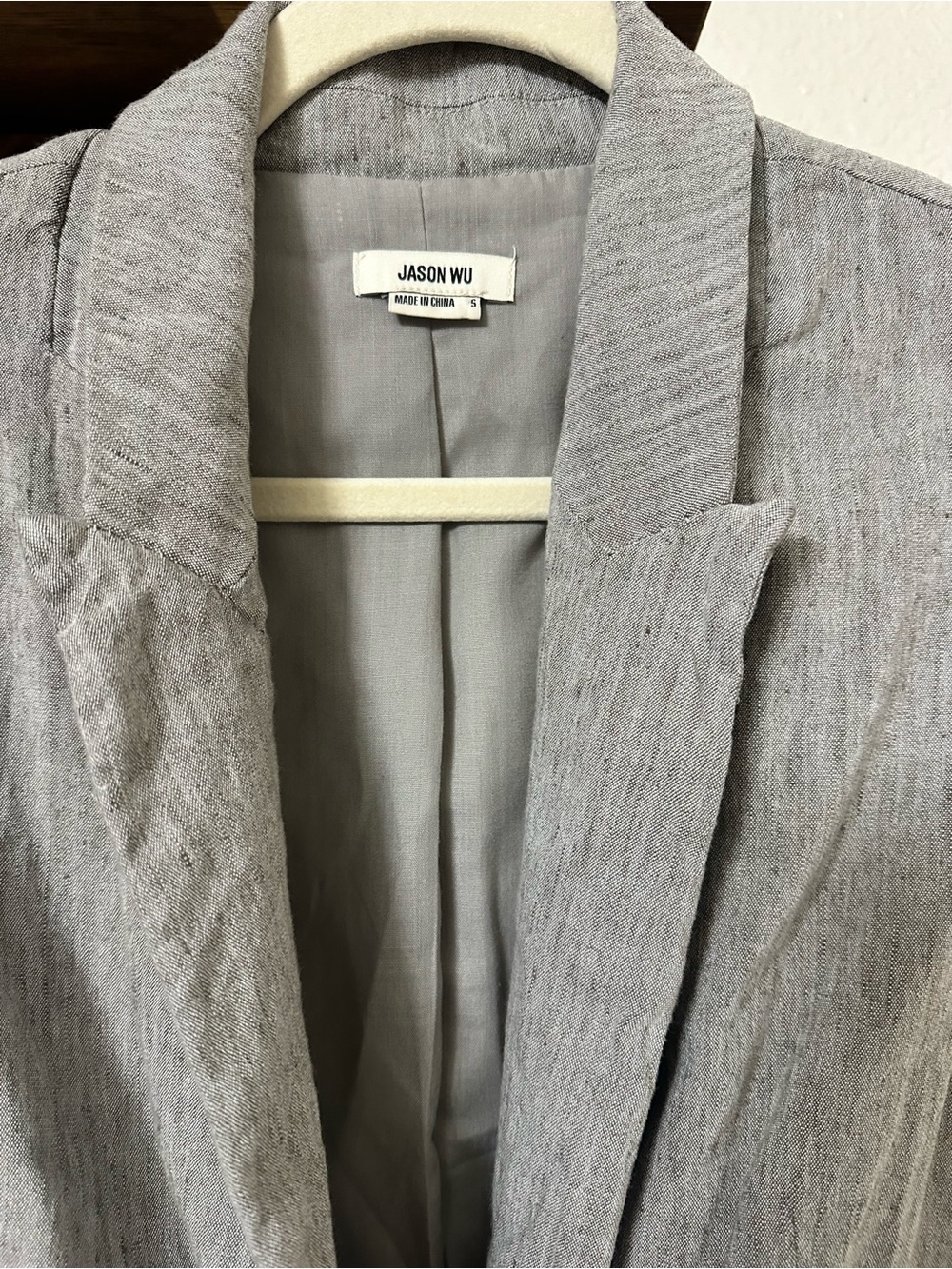 Jason Wu Gray Linen Notch Lapel Blazer
